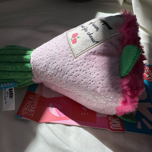 NWT BARK Boopquet of Roses Bouquet of Flowers Dog Toy, Pink & Green, M-L 20+ lbs - Picture 10 of 13